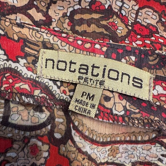 Notations Paisley Button Front Blouse Womens PM Forest Fairy Y2K Flowy Loose - Picture 4 of 8